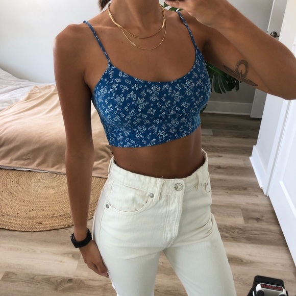 Urban Outfitters Tops - Blue and white floral tank top crop top